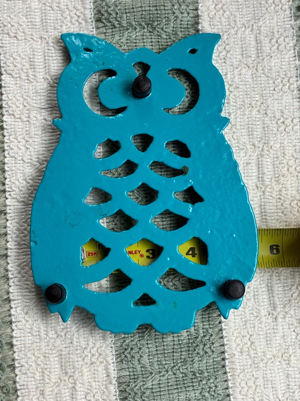 Turquoise Cast Iron Owl Trivet